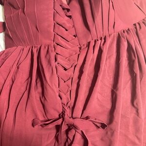 Elegant Burgundy Lace-Up Wedding Gown